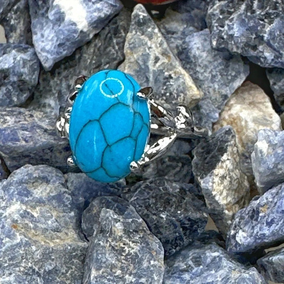 Western turquoise and silver gem ring - Picture 1 of 4